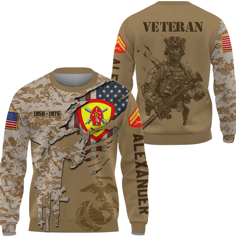 Personalized All Over Print Shirt Skull Camouflage Military Veteran Gift K1702
