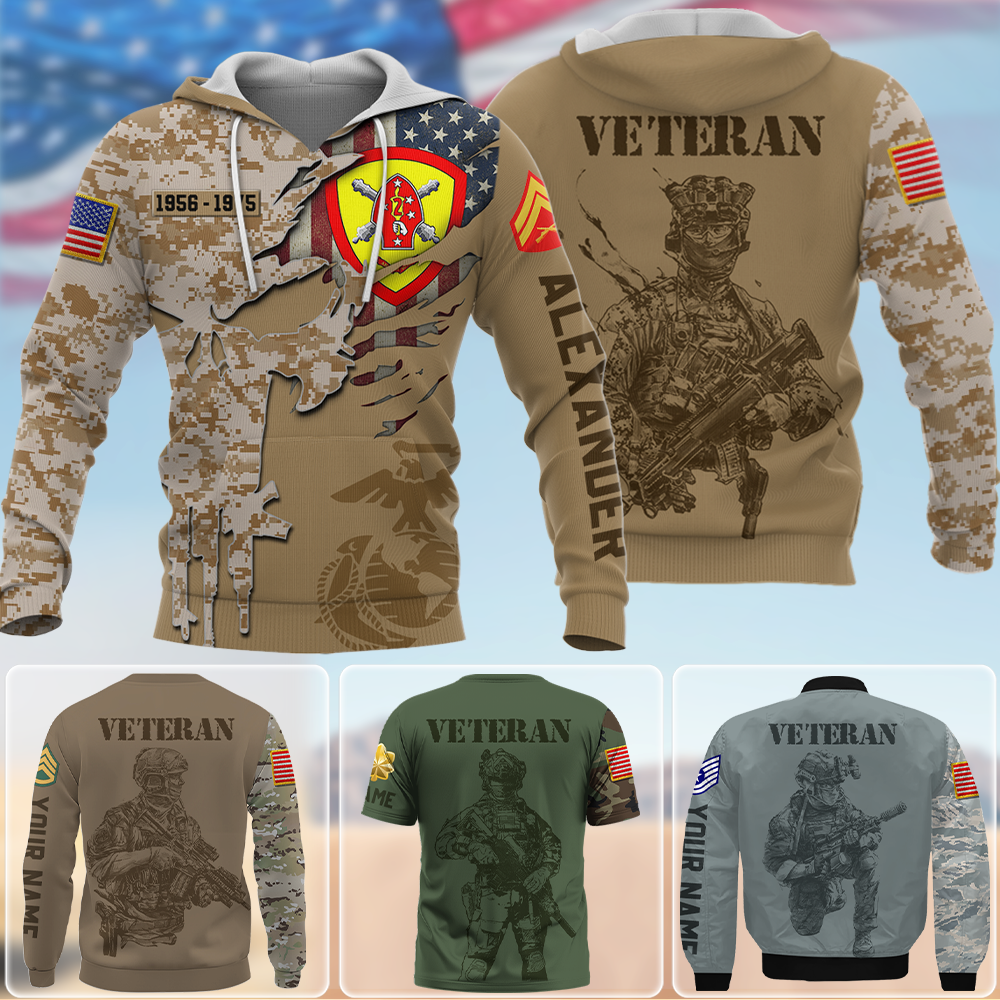 Personalized All Over Print Shirt Skull Camouflage Military Veteran Gift K1702
