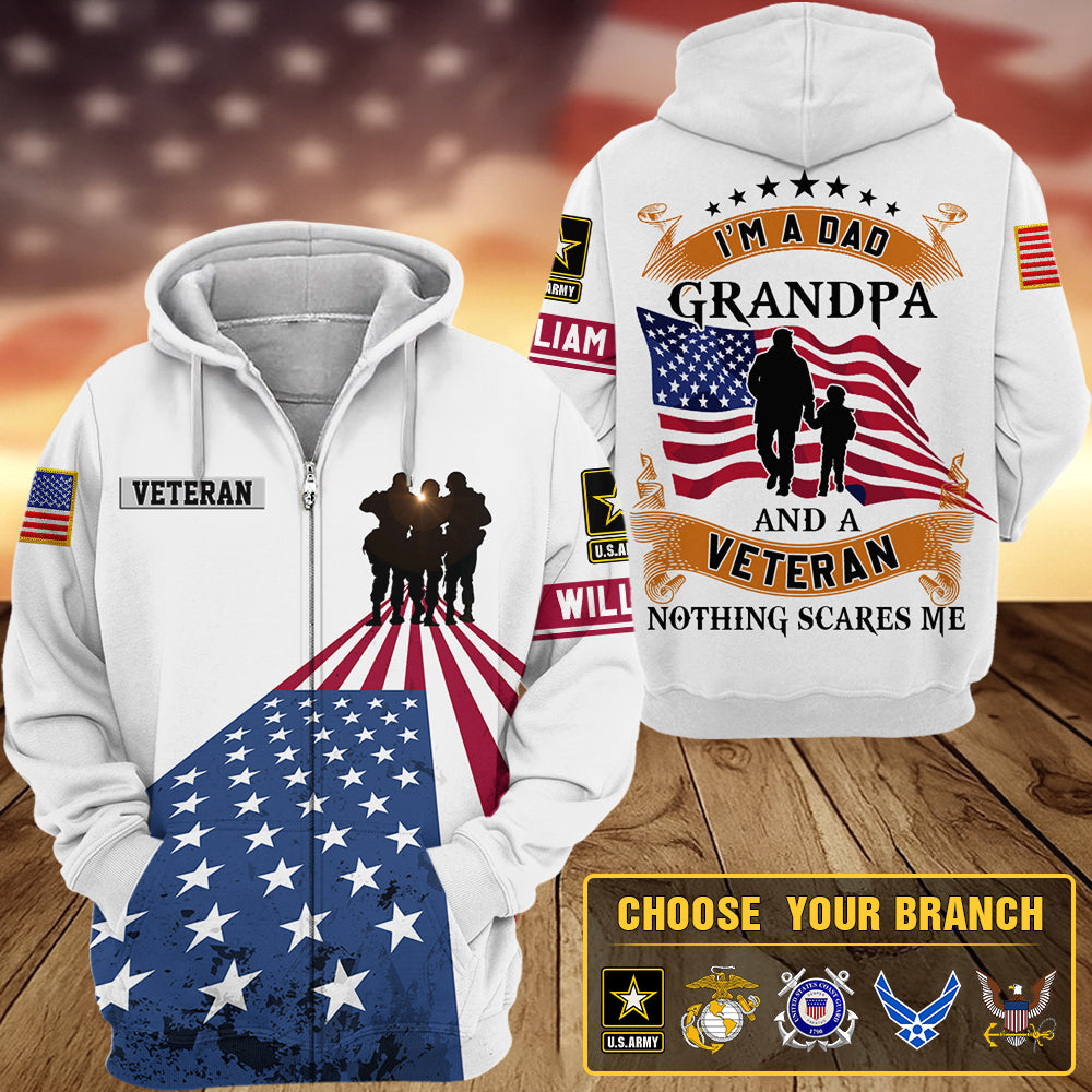 Personalized All Over Print Shirt I Am Dad Grandpa And A Veteran Nothing Scares me Gift For Grandpa Veterans K1702 Trhn