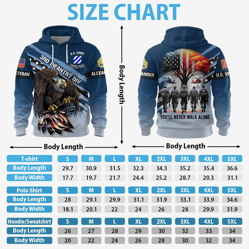 Personalized All Over Print Shirt You'll Never Walk Alone US Veteran I Will Always Be Proud Of It Eagle America Gift For Veteran K1702 Trhn