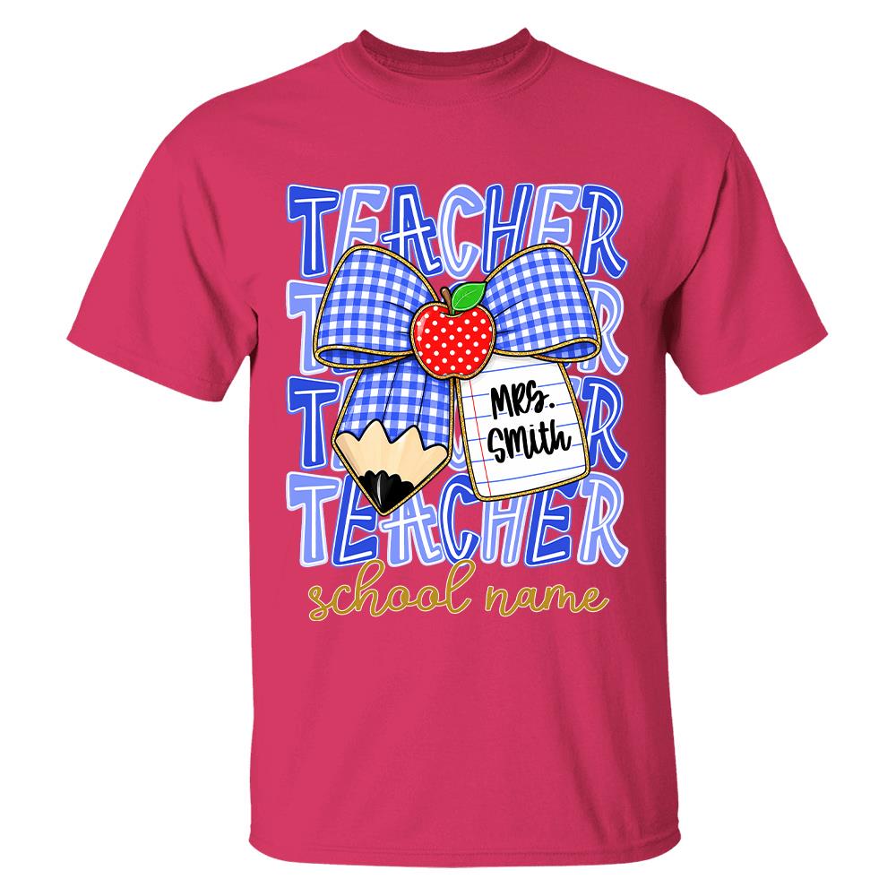 Personalized Coquette Bow Teacher Para Librarian Counselor Appreciation Back to School, Custom Job Title Teacher Name, Gifts For Teacher MI209 Hv01