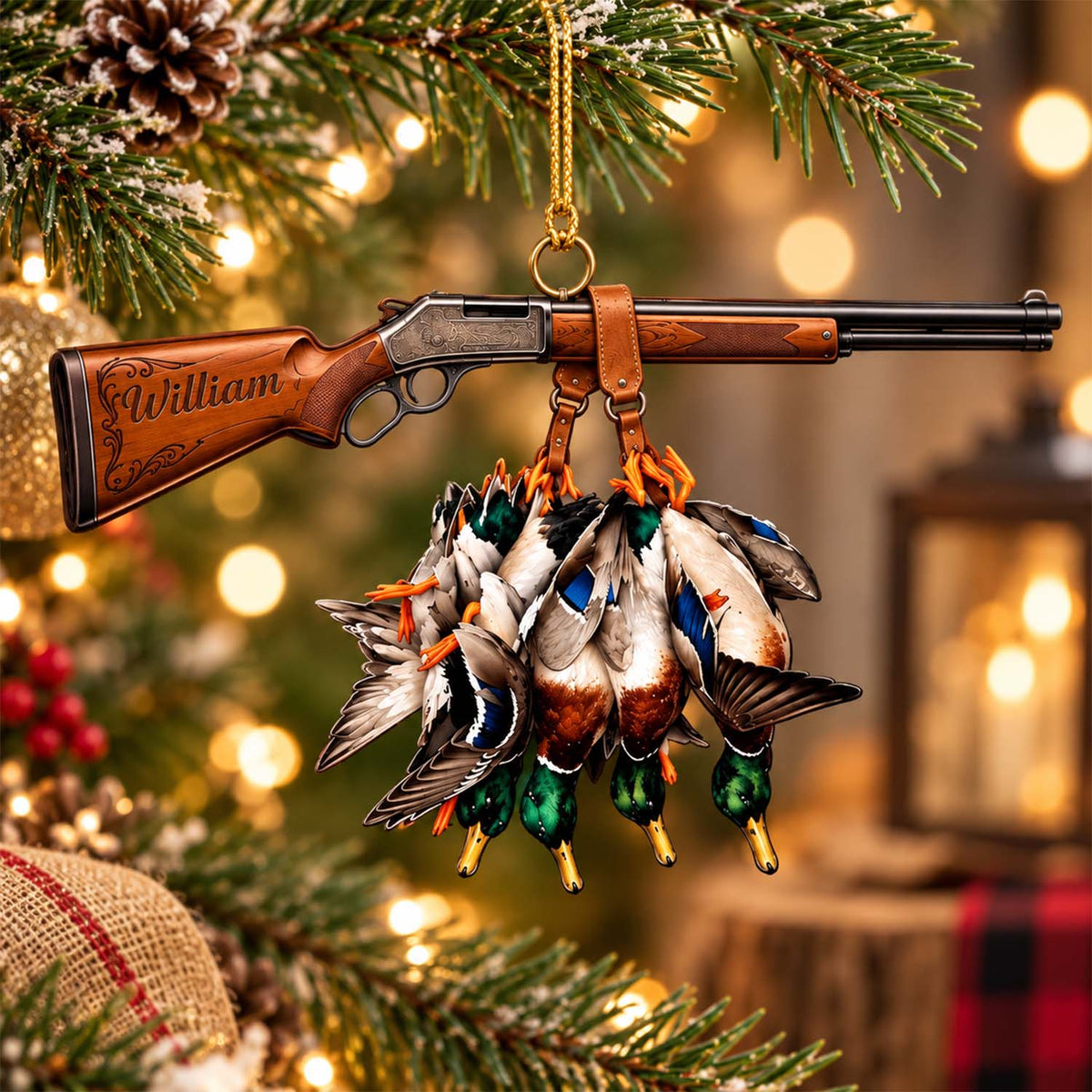 Personalized Duck Hunting Ornament , Custom Hunting Lovers Christmas Ornament Pt99