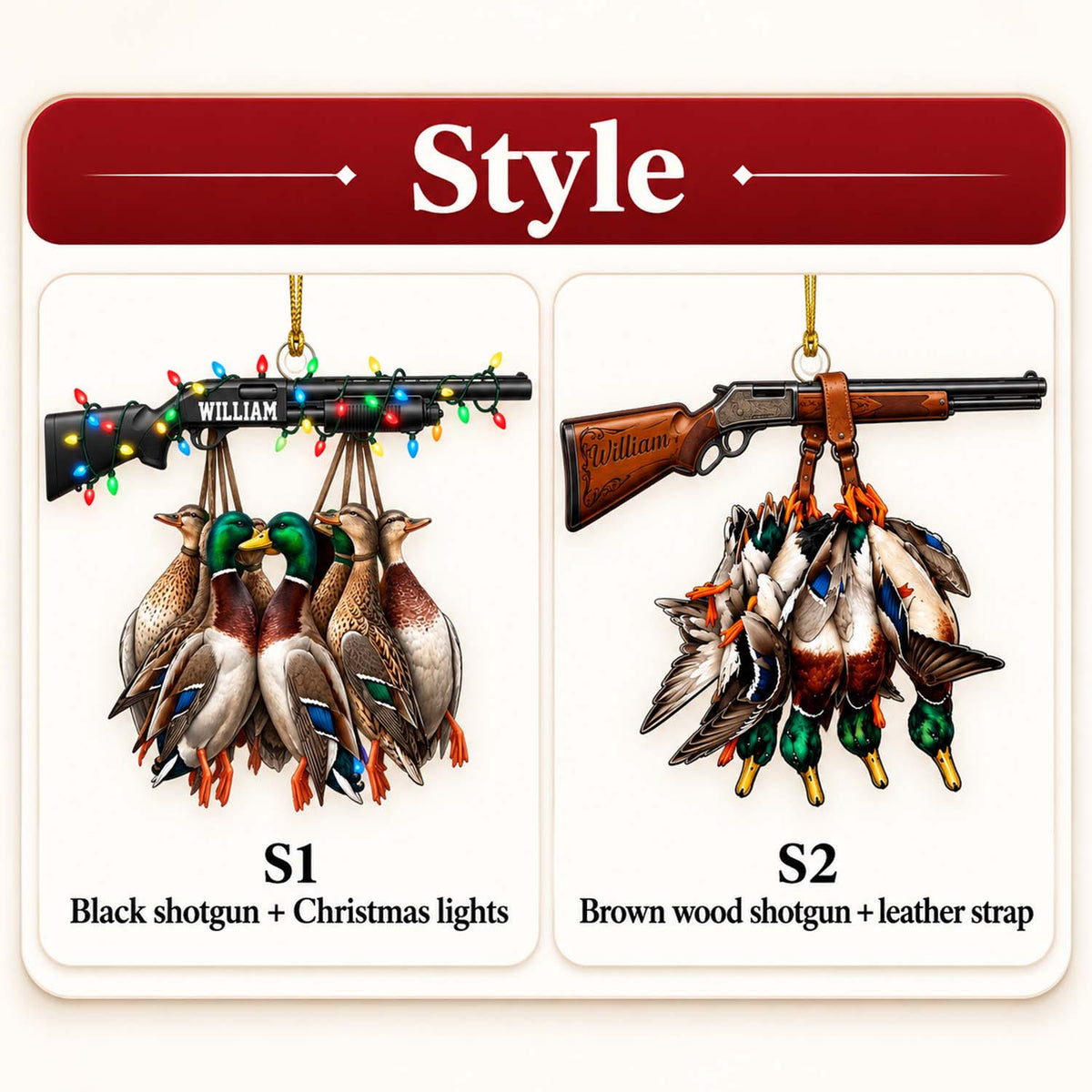 Personalized Duck Hunting Ornament , Custom Hunting Lovers Christmas Ornament Pt99