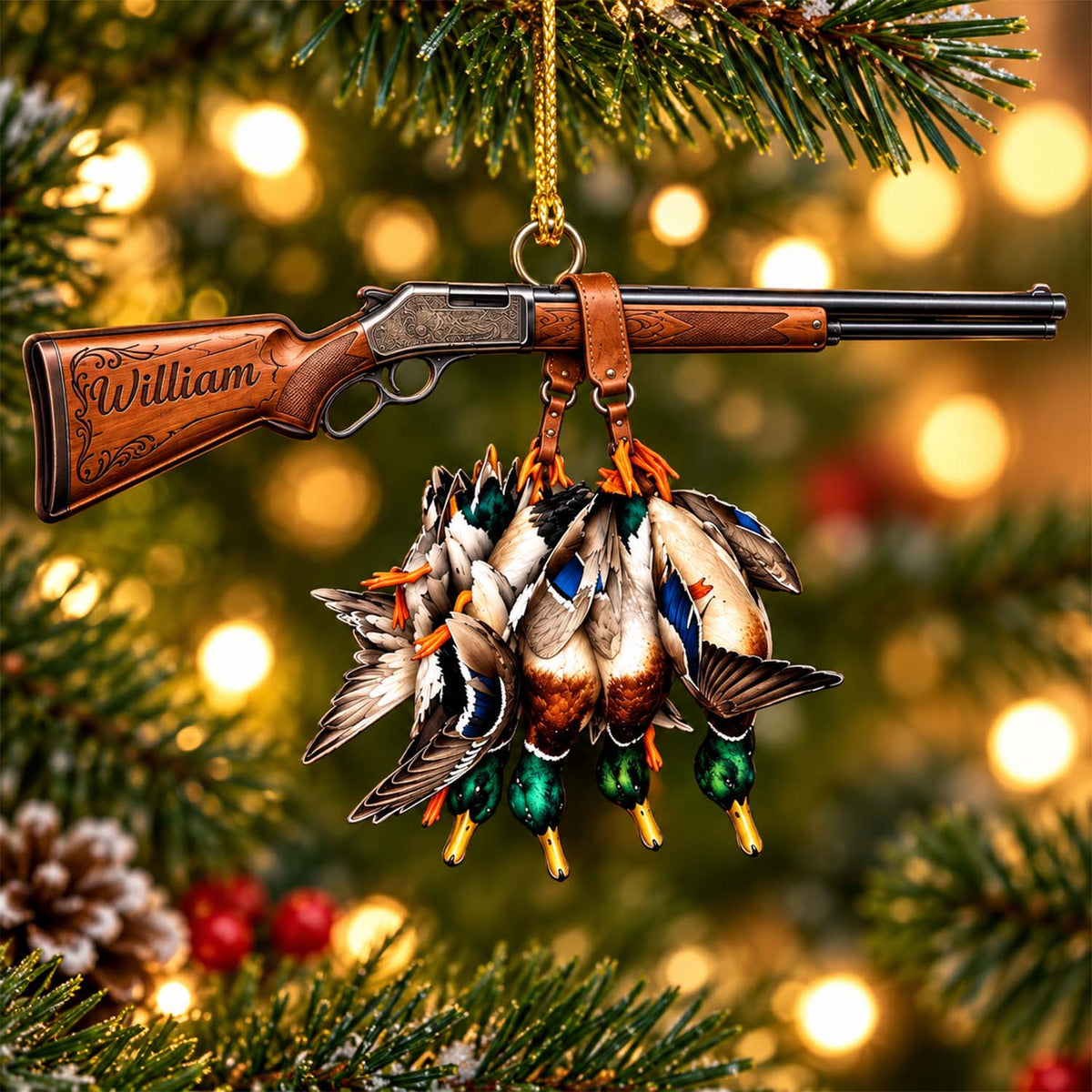 Personalized Duck Hunting Ornament , Custom Hunting Lovers Christmas Ornament Pt99