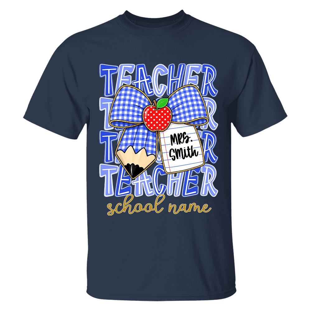 Personalized Coquette Bow Teacher Para Librarian Counselor Appreciation Back to School, Custom Job Title Teacher Name, Gifts For Teacher MI209 Hv01