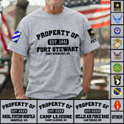 Custom Shirt Military Base Property of Fort Benning US Veteran All Branch Gift K1702 Trhn