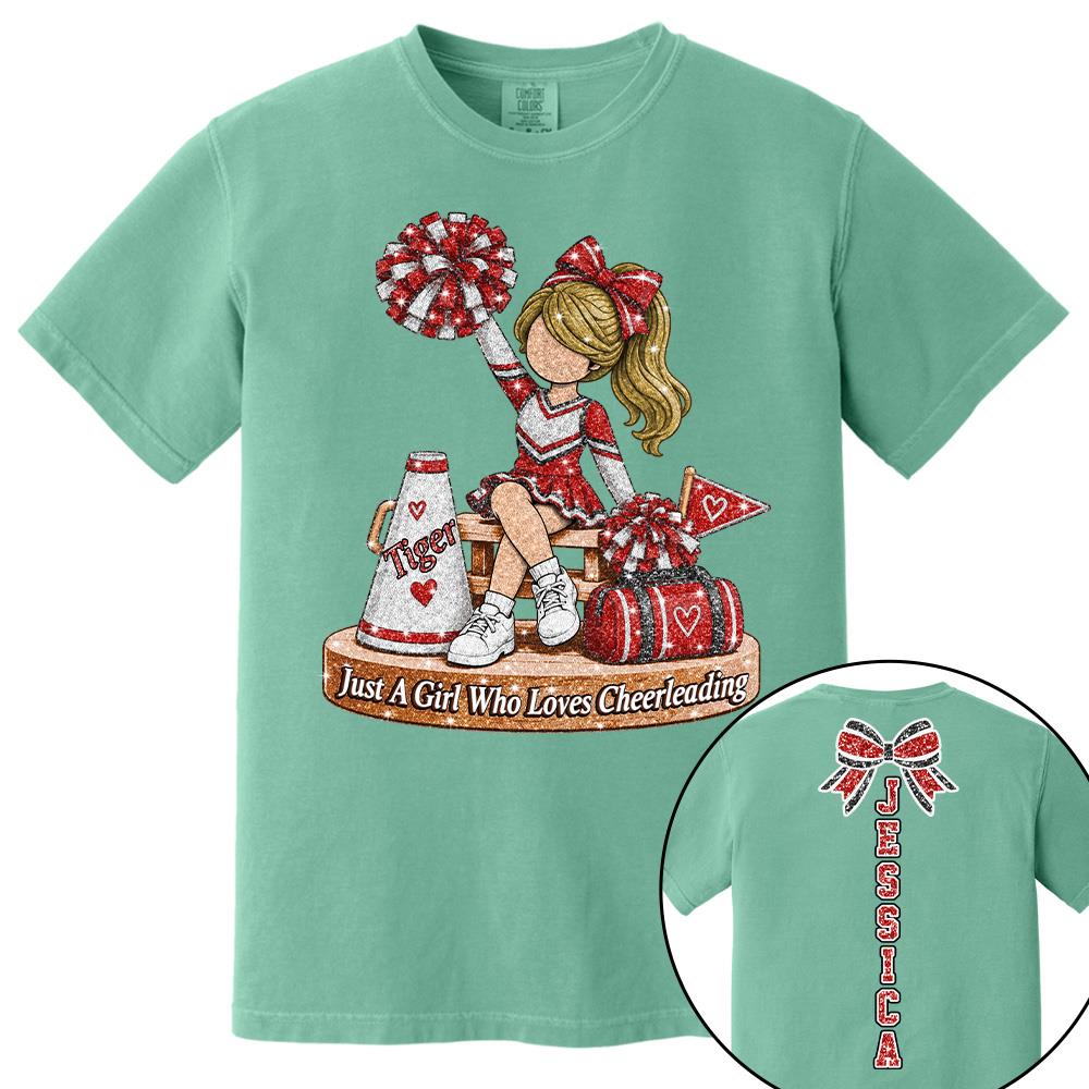 Custom Just A Girl Who Loves Cheerleading Shirt, Cheer Team Senior Night Gift L0411 Hv01