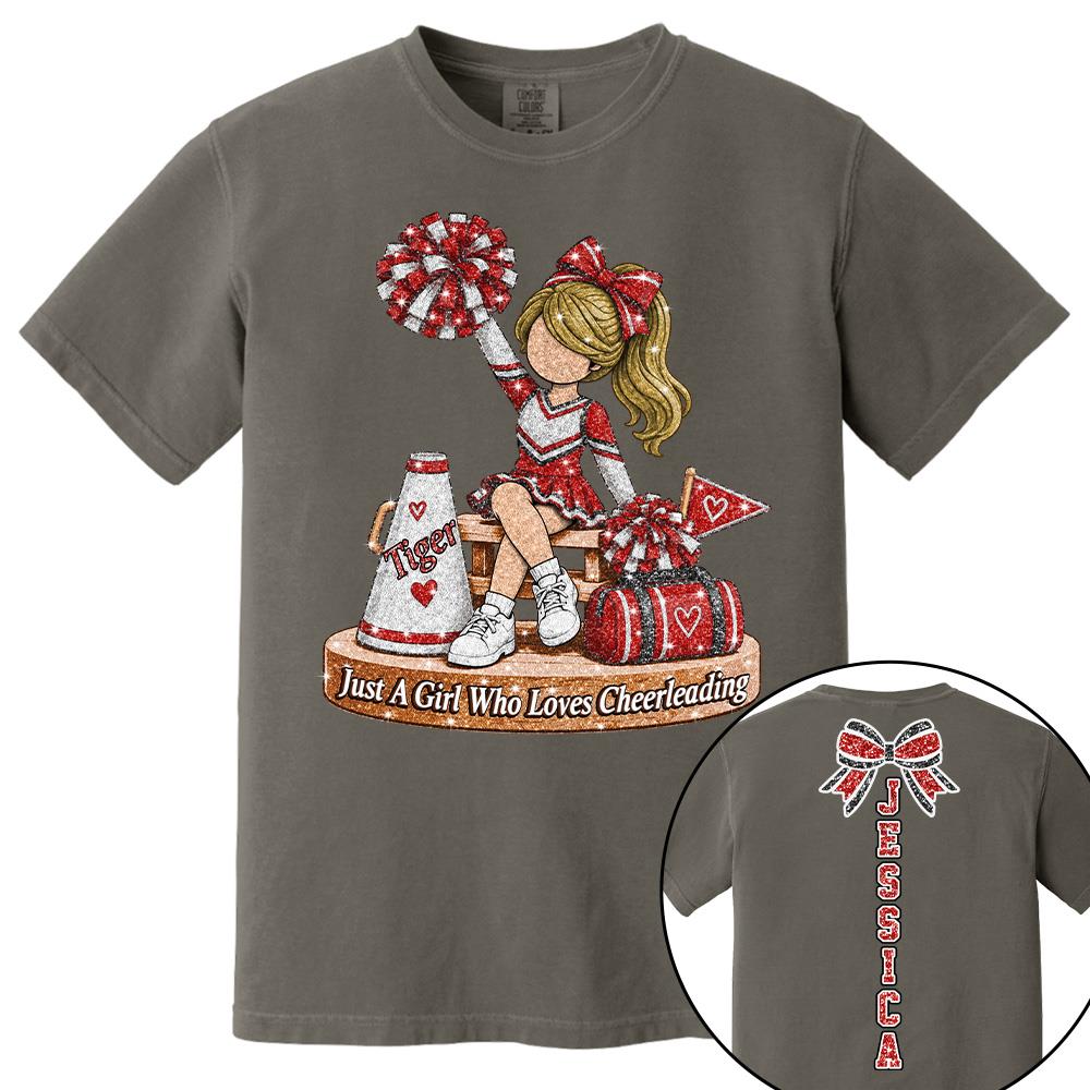 Custom Just A Girl Who Loves Cheerleading Shirt, Cheer Team Senior Night Gift L0411 Hv01