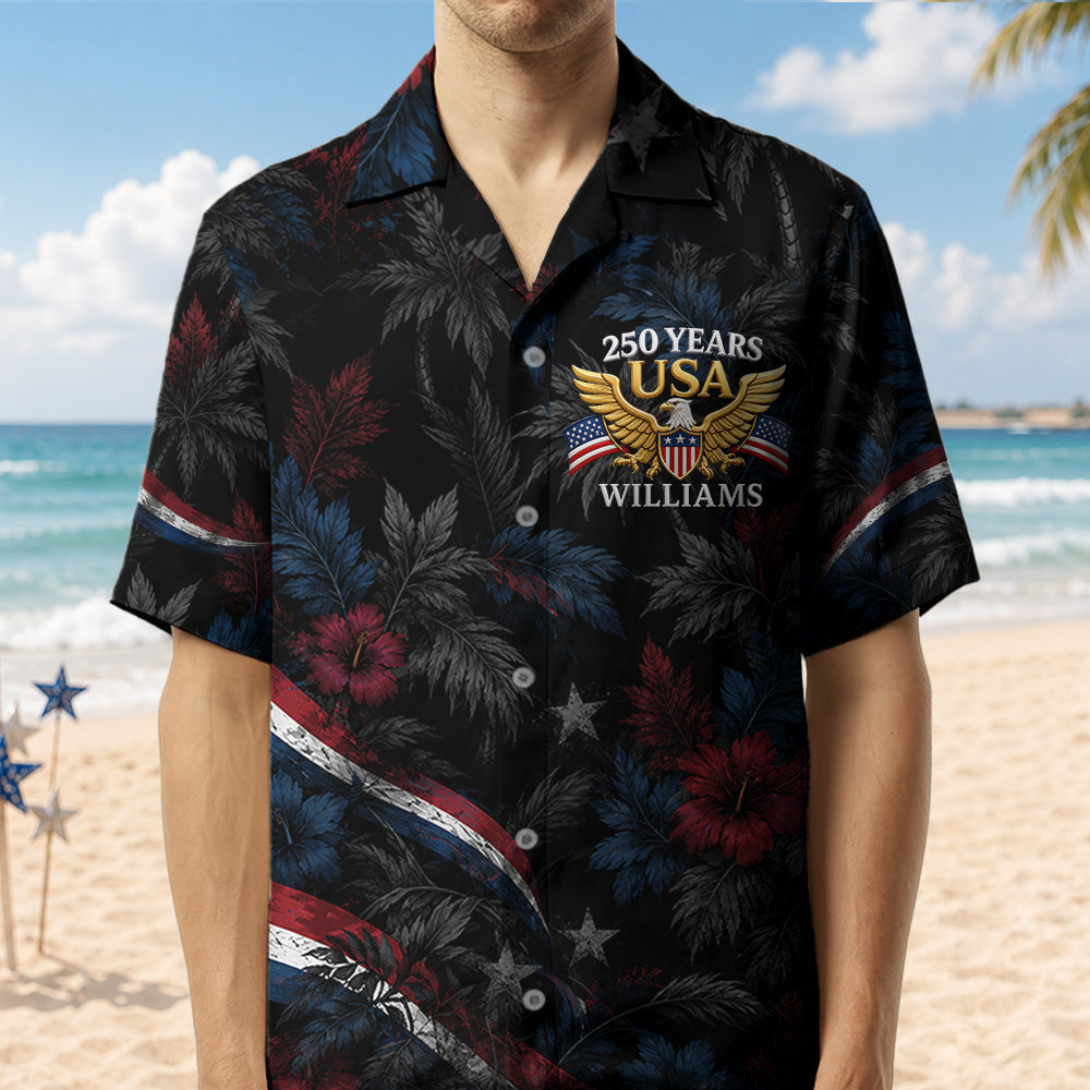Grandpa America's 250th Anniversary - Personalized Hawaiian Shirt - Patriotic Gift For Dad, Grandpa T1807 Hv01