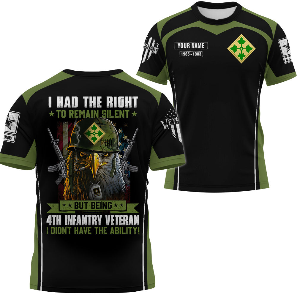 I Had The Right To Remain Silent But Being US Veteran I Didn't Have The Ability Personalized All Over Print Shirt K1702