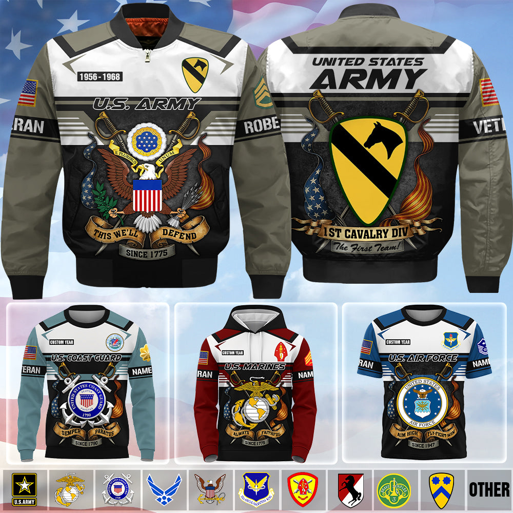 Premium US Veterans Personalized Bomber Jacket , Gifts For US Veterans, All Over Print Shirt Available All Military Branch K1702 Trhn
