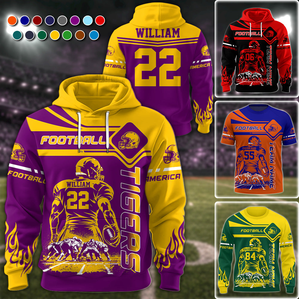 Custom Art American Football Players  Football Game Day Personalized Shirt All Over Print Shirt Custom Team Name K1702 MT2