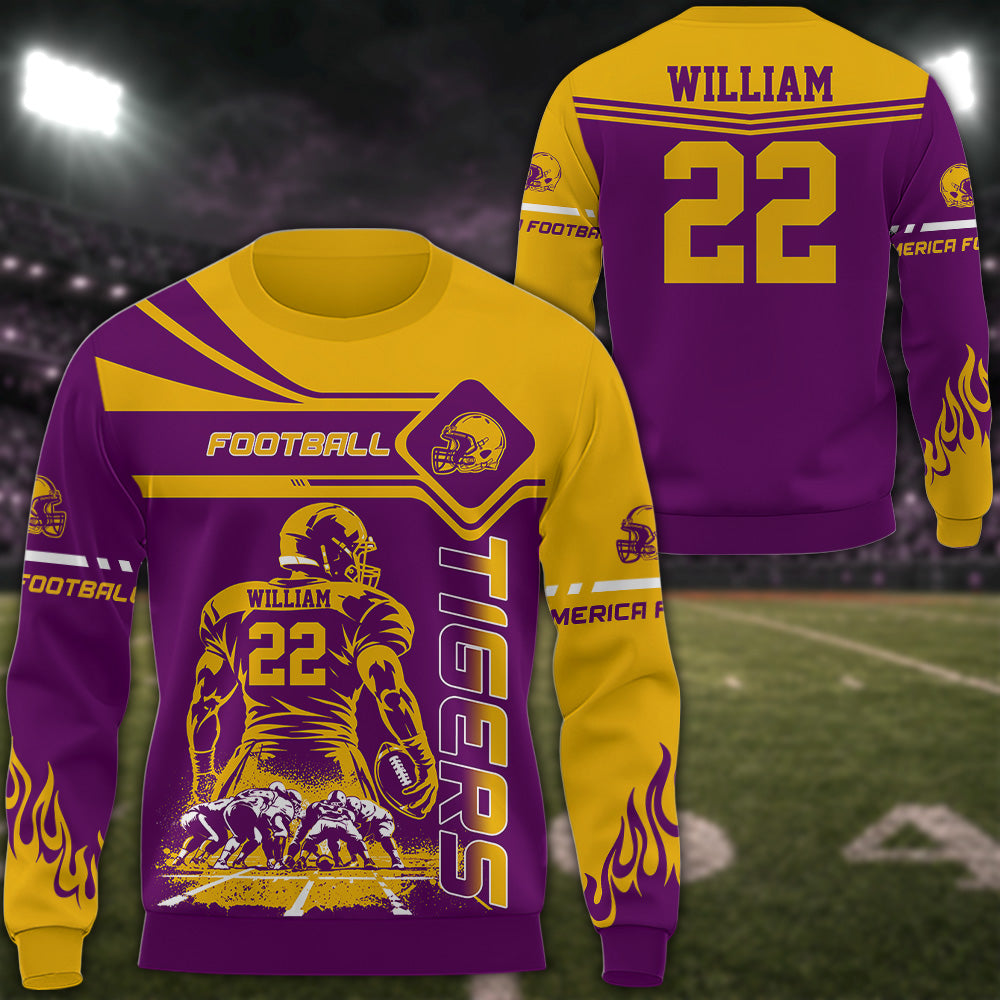 Custom Art American Football Players  Football Game Day Personalized Shirt All Over Print Shirt Custom Team Name K1702 MT2