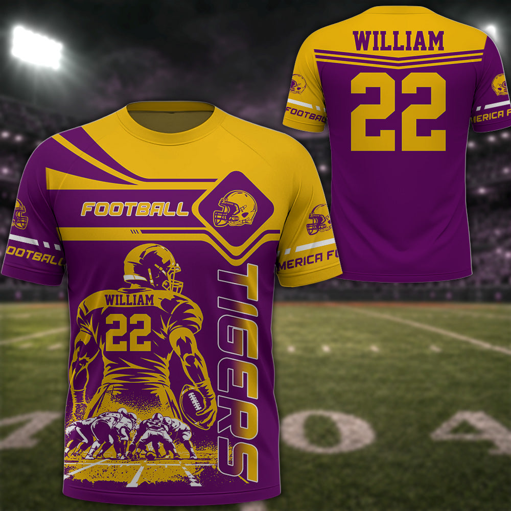 Custom Art American Football Players  Football Game Day Personalized Shirt All Over Print Shirt Custom Team Name K1702 MT2