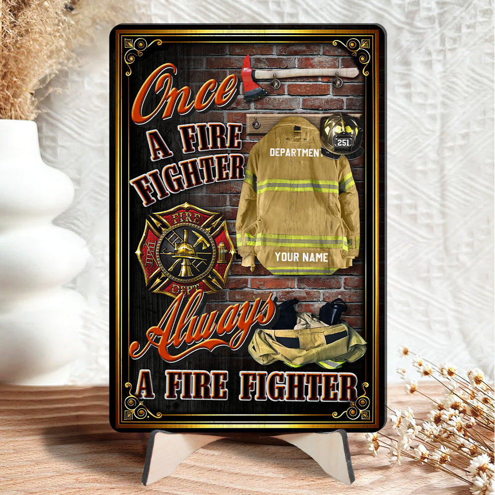 Personalized Wooden Plaque Once A Firefighter Always Firefighter Gift For Retired Firefighter K1702 Trhn