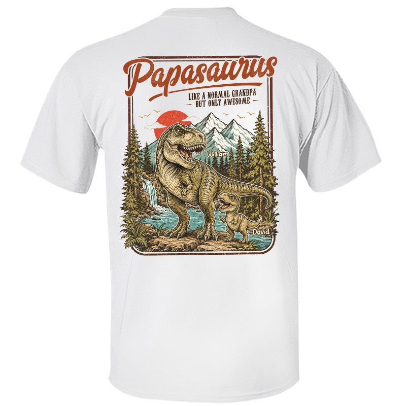 Personalized Papasaurus Like A Normal Grandpa But Only Awesome T-Shirt Father Day Gifts for Dad Funny Papa Tshirt Cool Daddy Dinosaurus Vintage Retro Shirt for Men Pt99