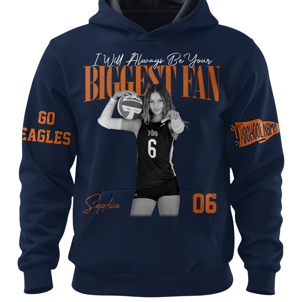 I'll Always Be Your Biggest Fan, Personalized Vintage “Biggest Fan” Volleyball Shirt, Custom School Team Name, Gift For Volleyball Lovers T1807 TH23