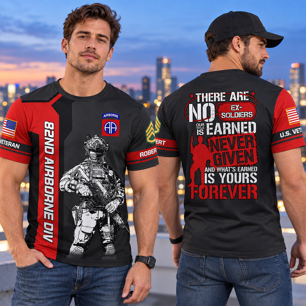 Personalized All Over Print Shirt There Are No Ex Soldier Custom Military Patches Gift For Veterans K1702 MT2