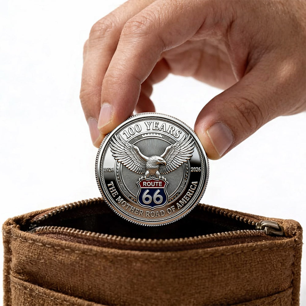 Celebrate 100 Years of Road Route 66 -  Custom Car's Photo Commemorative Coin, Iconic American Highway Souvenir Gift for Route 66 Lovers & History Fans A2110 Pt99