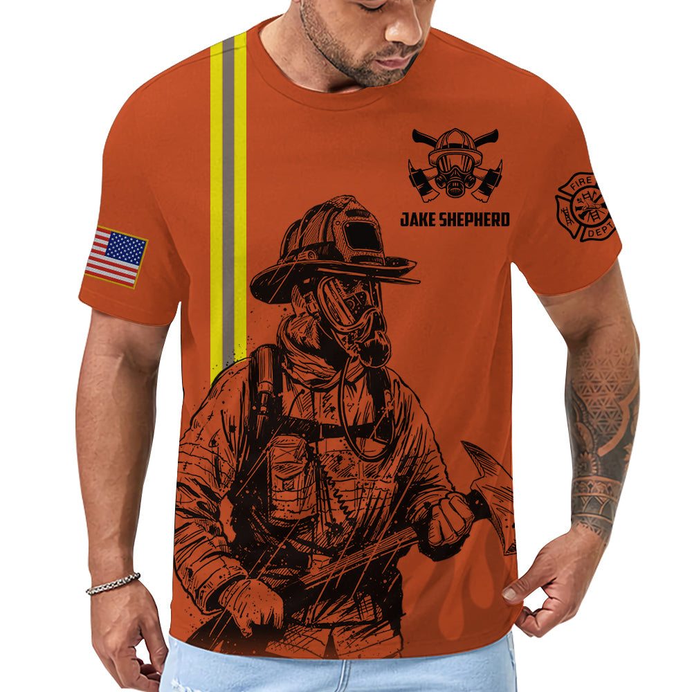 Personalized Firefighter Shirts Custom Name Number & Logo Gifts For Fireman Retired Firefighter All Over Print Shirt K1702