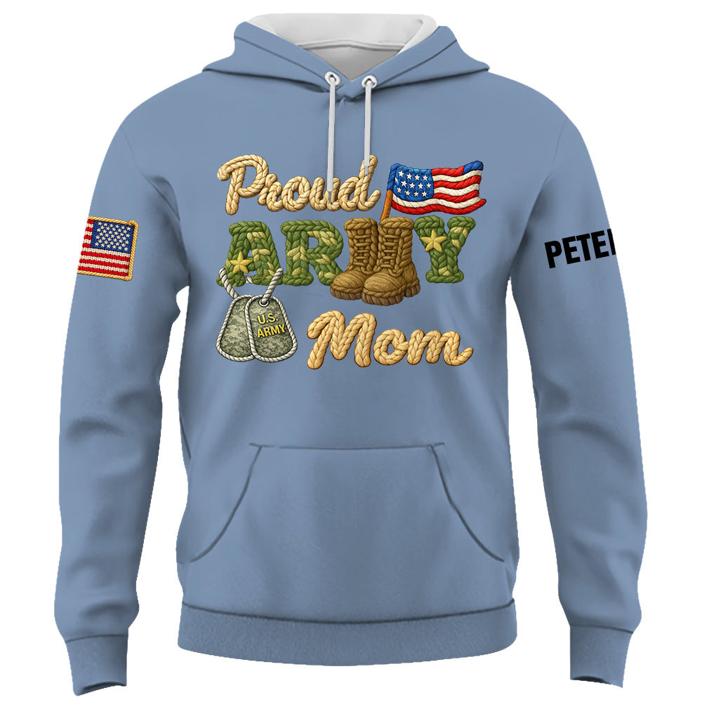 Proud Army Mom Shirt , Rope Texture Military Mom Design, Custom Shirt Military Family K1702