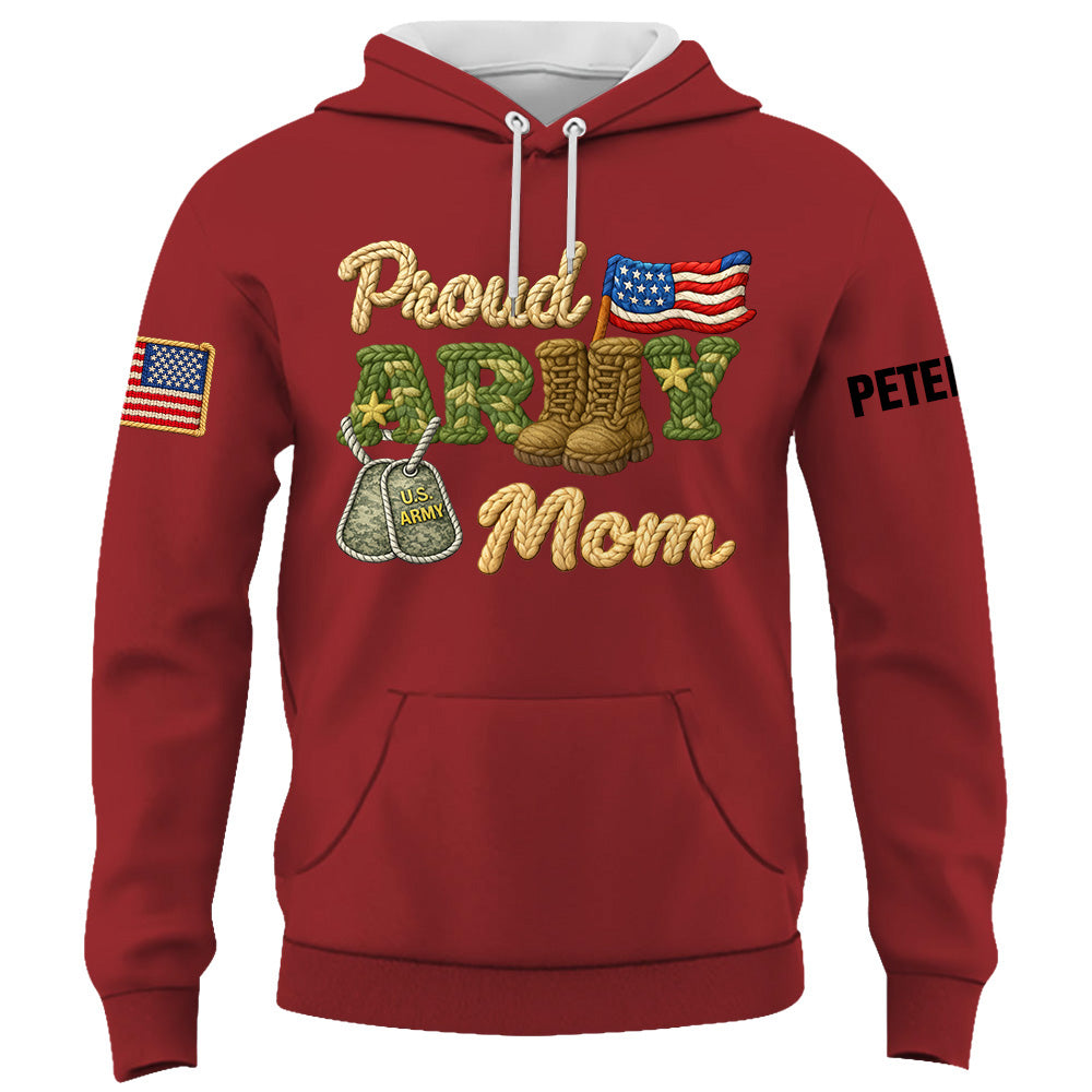 Proud Army Mom Shirt , Rope Texture Military Mom Design, Custom Shirt Military Family K1702