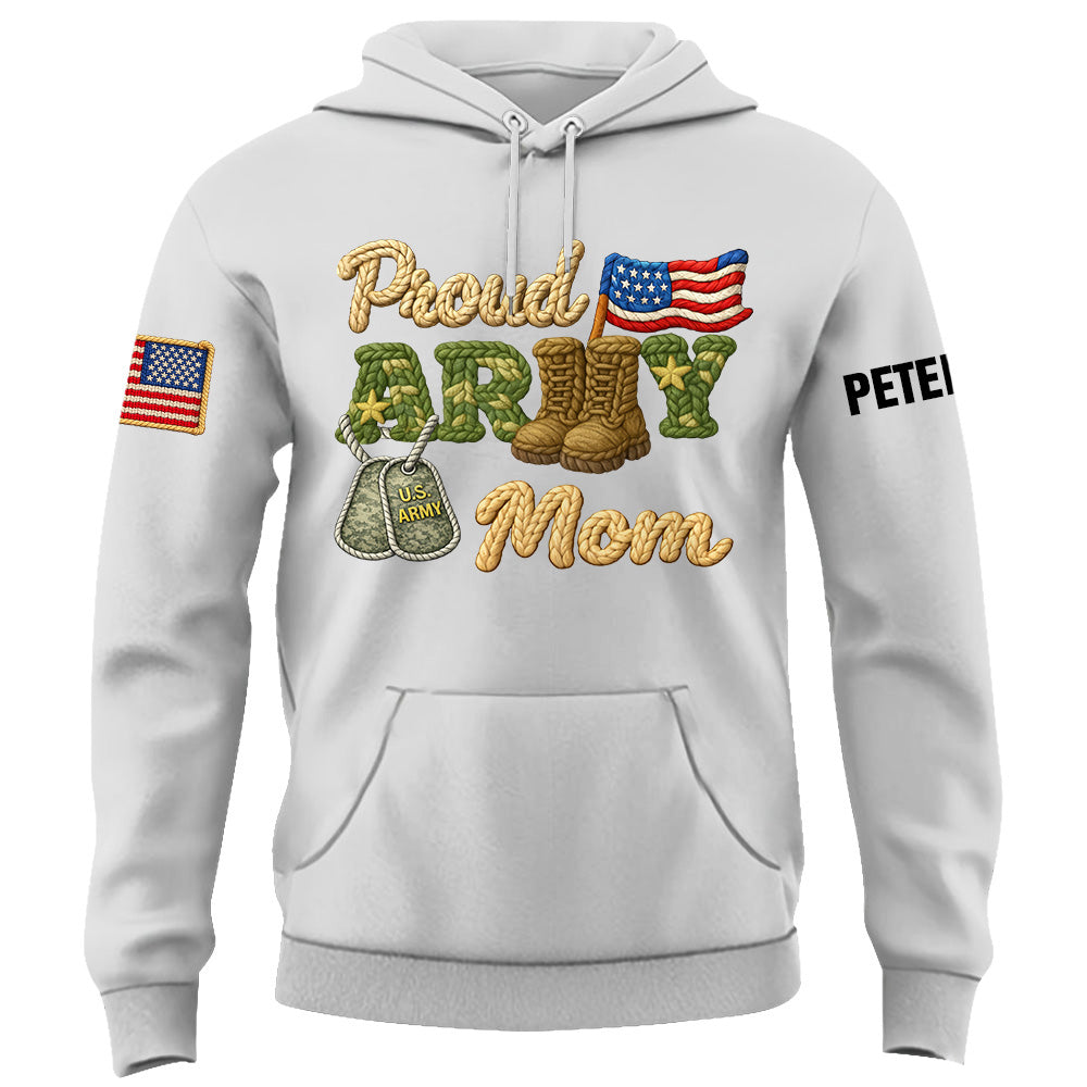 Proud Army Mom Shirt , Rope Texture Military Mom Design, Custom Shirt Military Family K1702