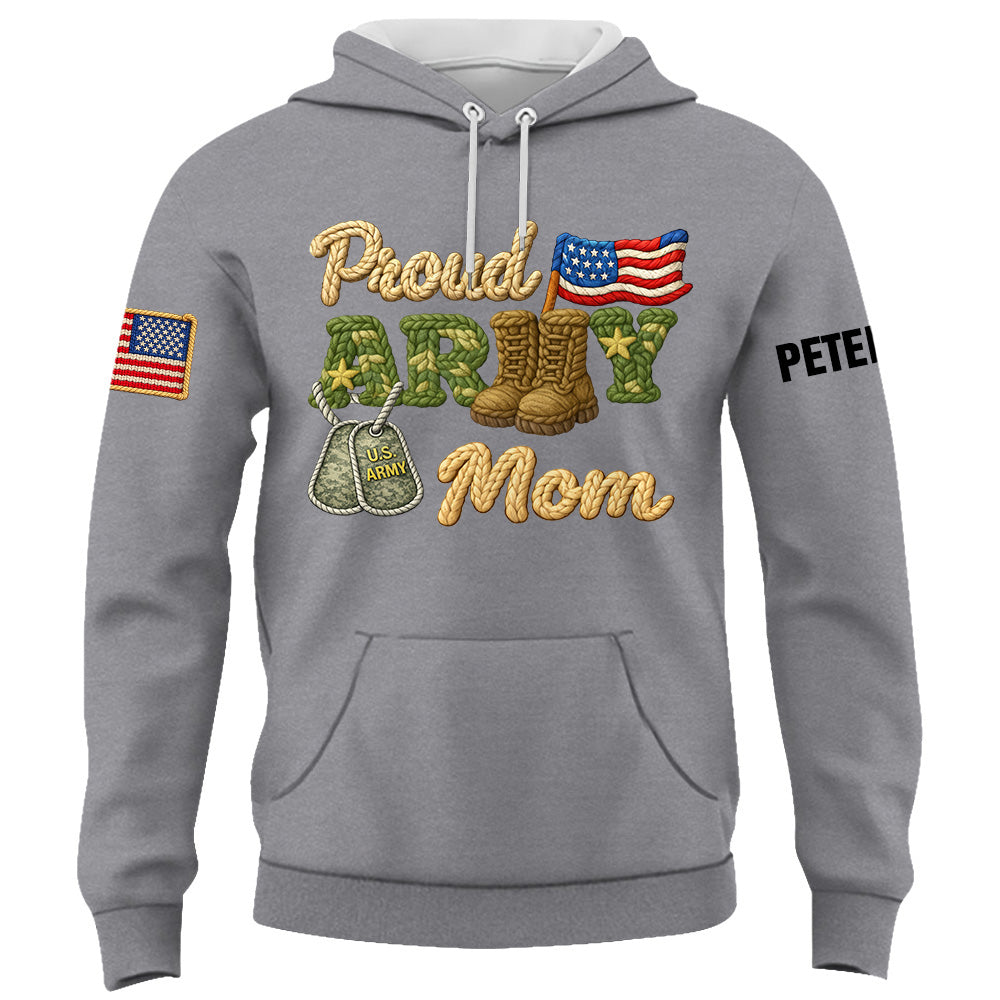 Proud Army Mom Shirt , Rope Texture Military Mom Design, Custom Shirt Military Family K1702