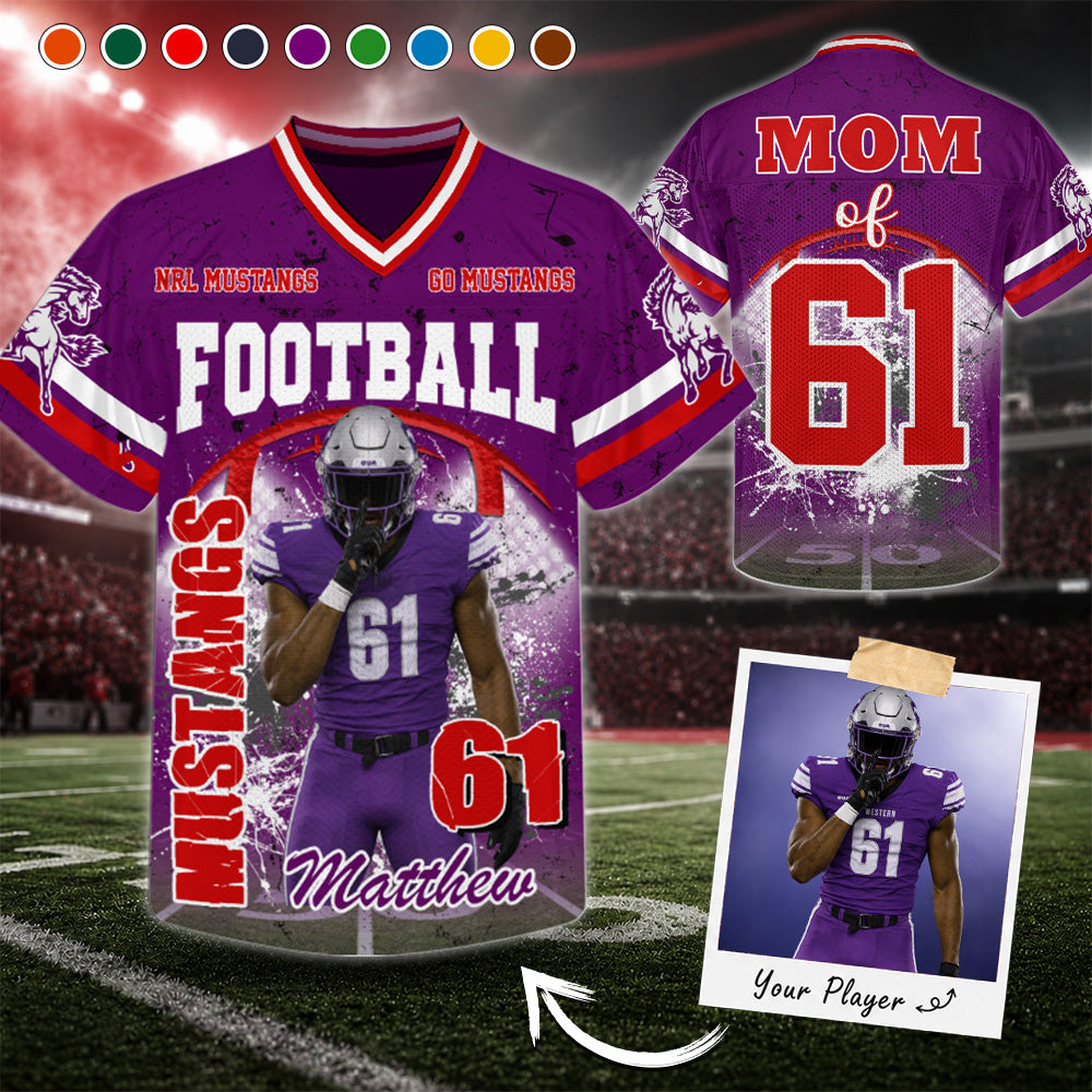 Custom Football Mom Jersey with Photo & Player Number – Personalized Game Day Shirt Hv01