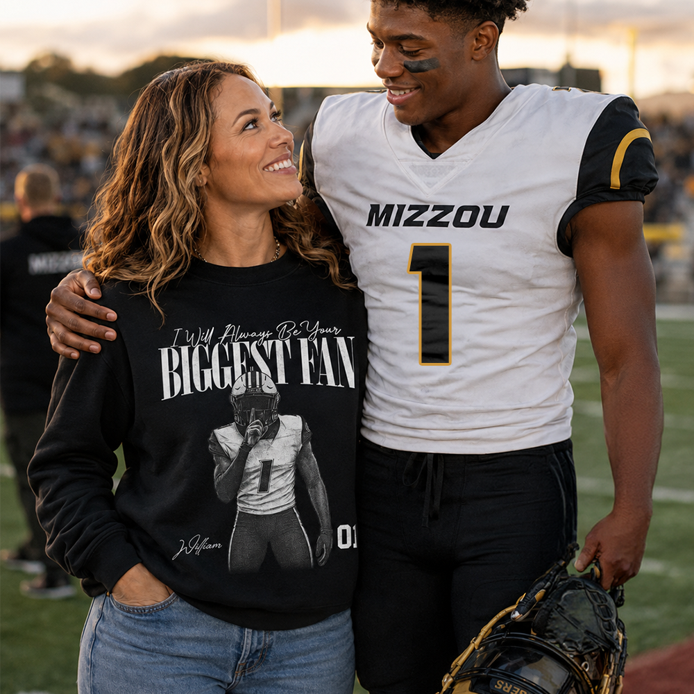 Personalized I'll Always Be Your Biggest Fan Shirt, Custom Player Photo & Number, Football Mom Gift for Game Day Na02 Hv01