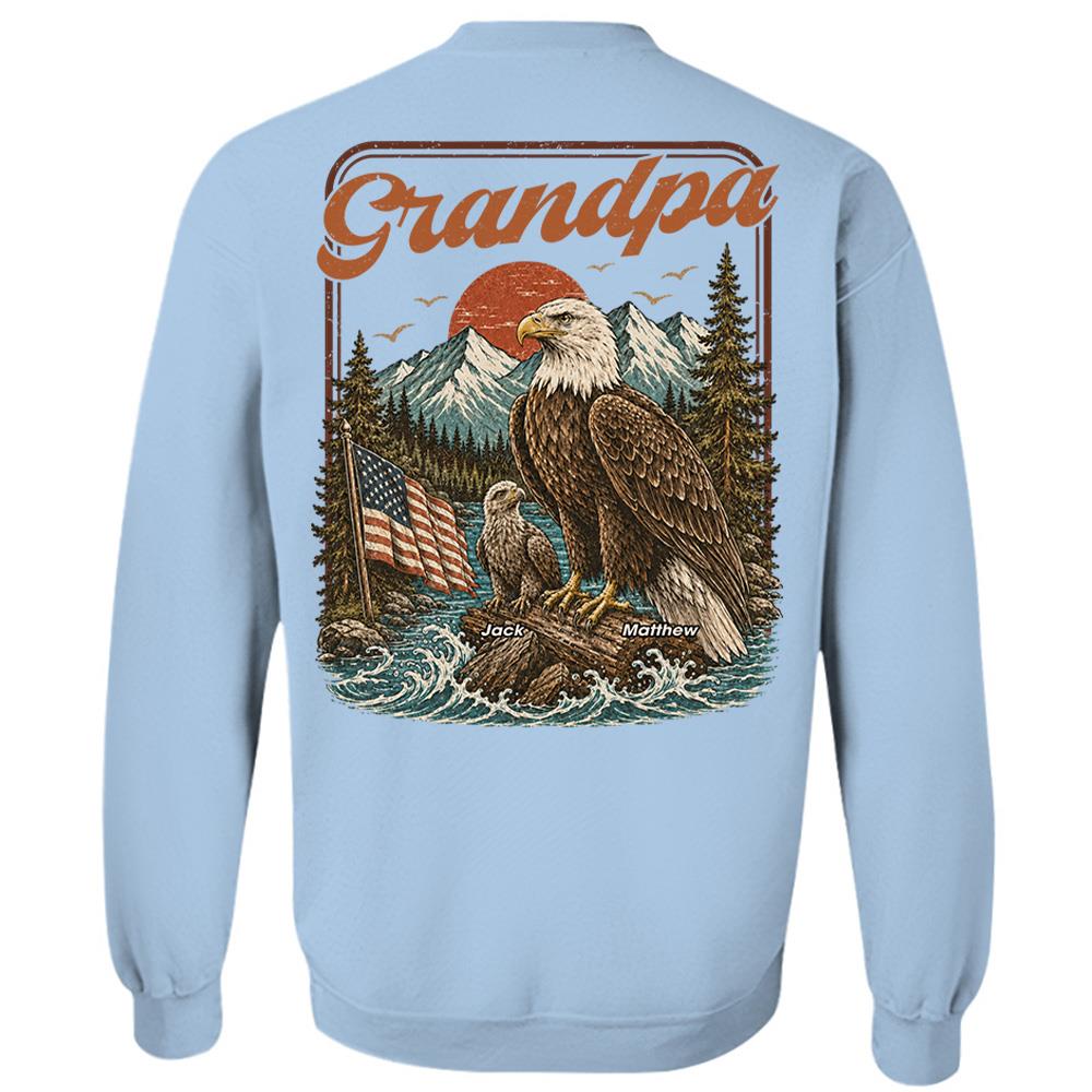 Personalized Papa America Eagle Patriotic T-Shirt Father Day Gifts for Dad Funny Papa Tshirt Cool Daddy Eagle Vintage Retro Shirt for Men Hv01