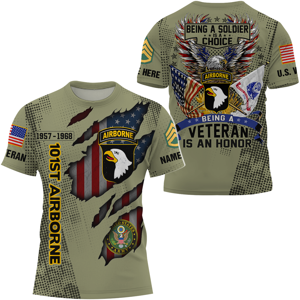 Personalized All Over Print Shirt Veteran Customize All Branches, Division and Rank Name Veteran K1702
