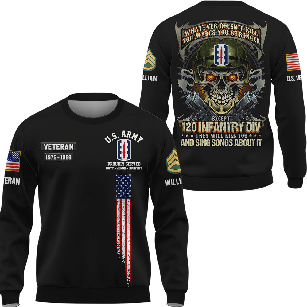 Custom All Over Print Shirt Whatever Doesn't Kill You Makes You Stronger Skull Military Division Shirt Gift For Veterans K1702 Trhn