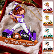 Just A Girl Who Loves Baseball, Personalized Baseball Ornament, Custom Player Name Gift, Gift For Baseball Players Baseball Lover Ver2 MI209 Nh00