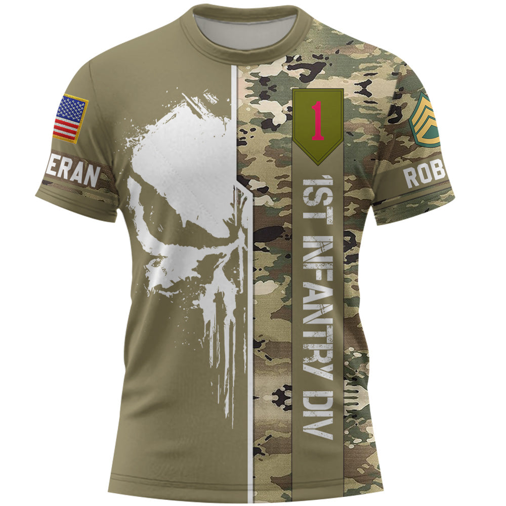 Custom US Military Skull Camouflage All Over Print Shirt Custom All Military Branches Gift For Veteran K1702 Trhn