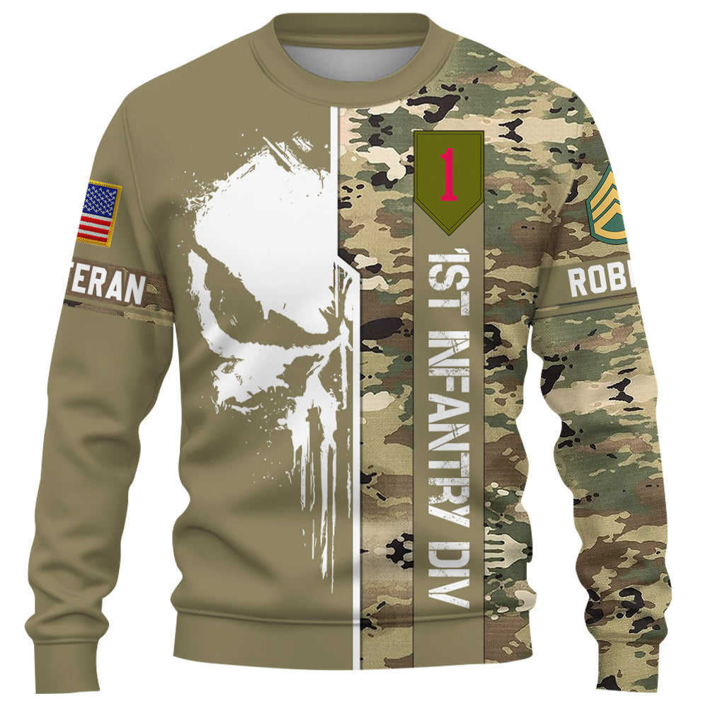 Custom US Military Skull Camouflage All Over Print Shirt Custom All Military Branches Gift For Veteran K1702 Trhn