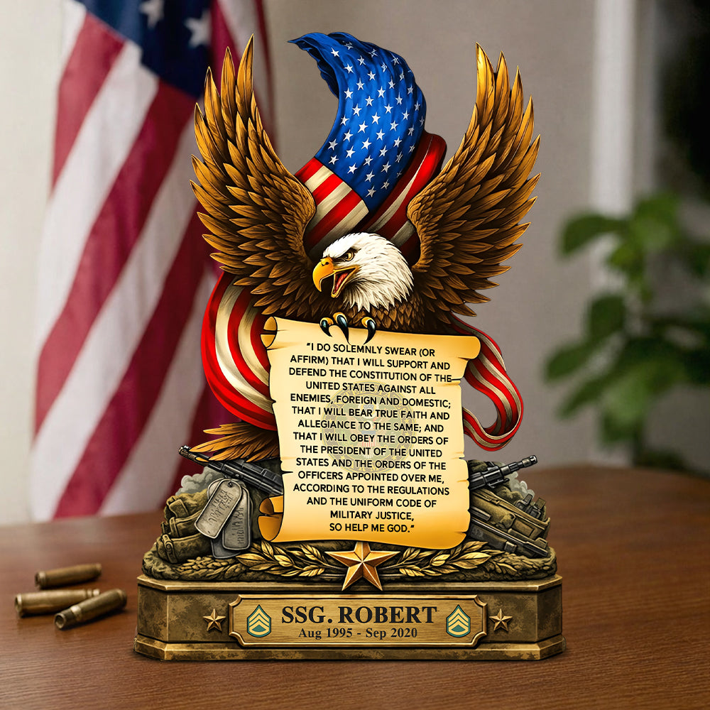 Oath Of Enlistment Personalized Acrylic Block Plaque Veteran Custom All Military Branches Acrylic Plaque, Gift For Veterans K1702 Trhn