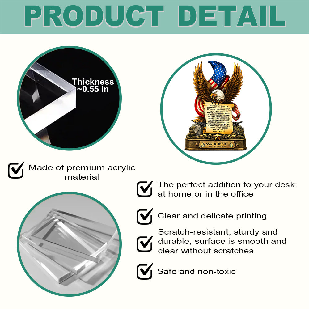 Oath Of Enlistment Personalized Acrylic Block Plaque Veteran Custom All Military Branches Acrylic Plaque, Gift For Veterans K1702 Trhn