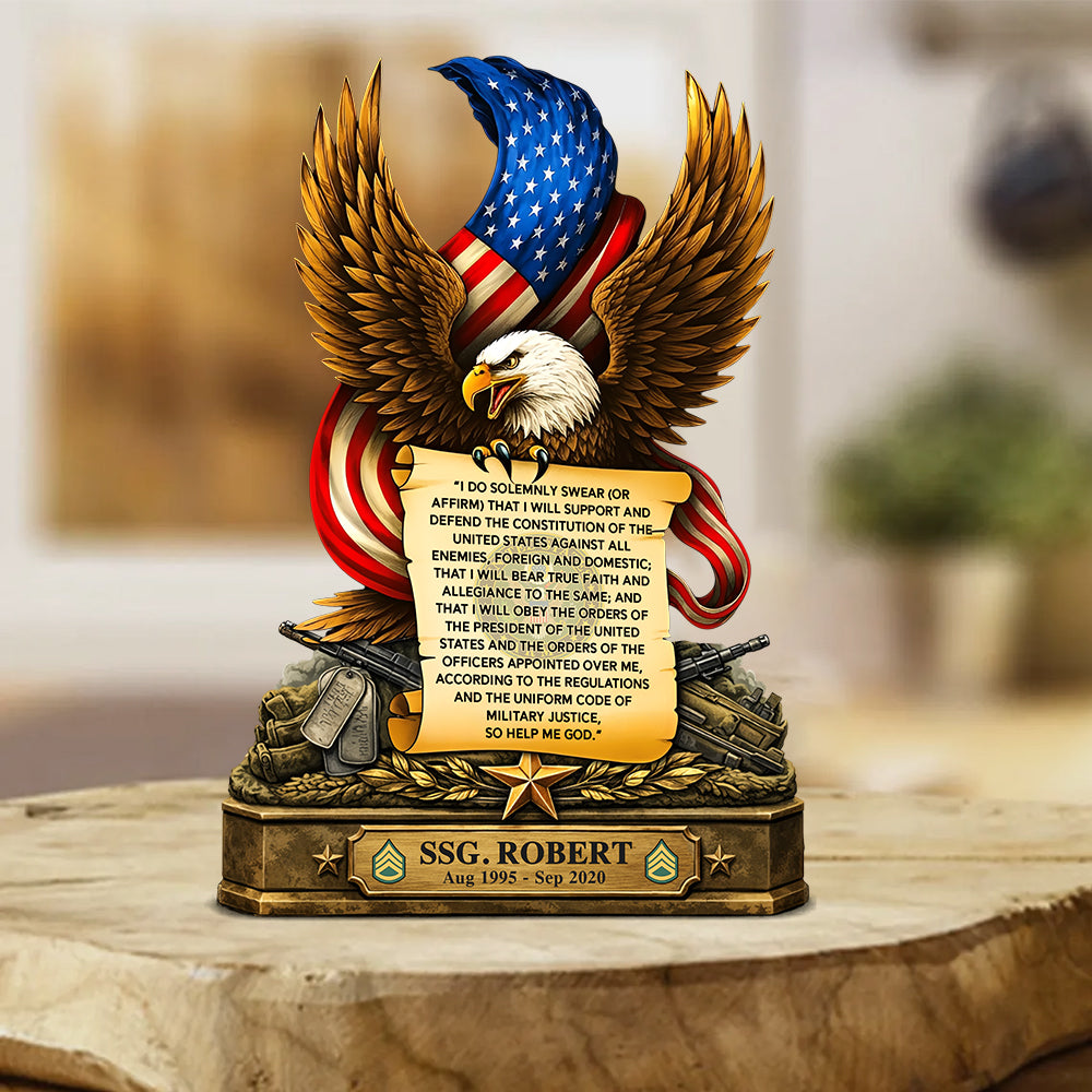 Oath Of Enlistment Personalized Acrylic Block Plaque Veteran Custom All Military Branches Acrylic Plaque, Gift For Veterans K1702 Trhn