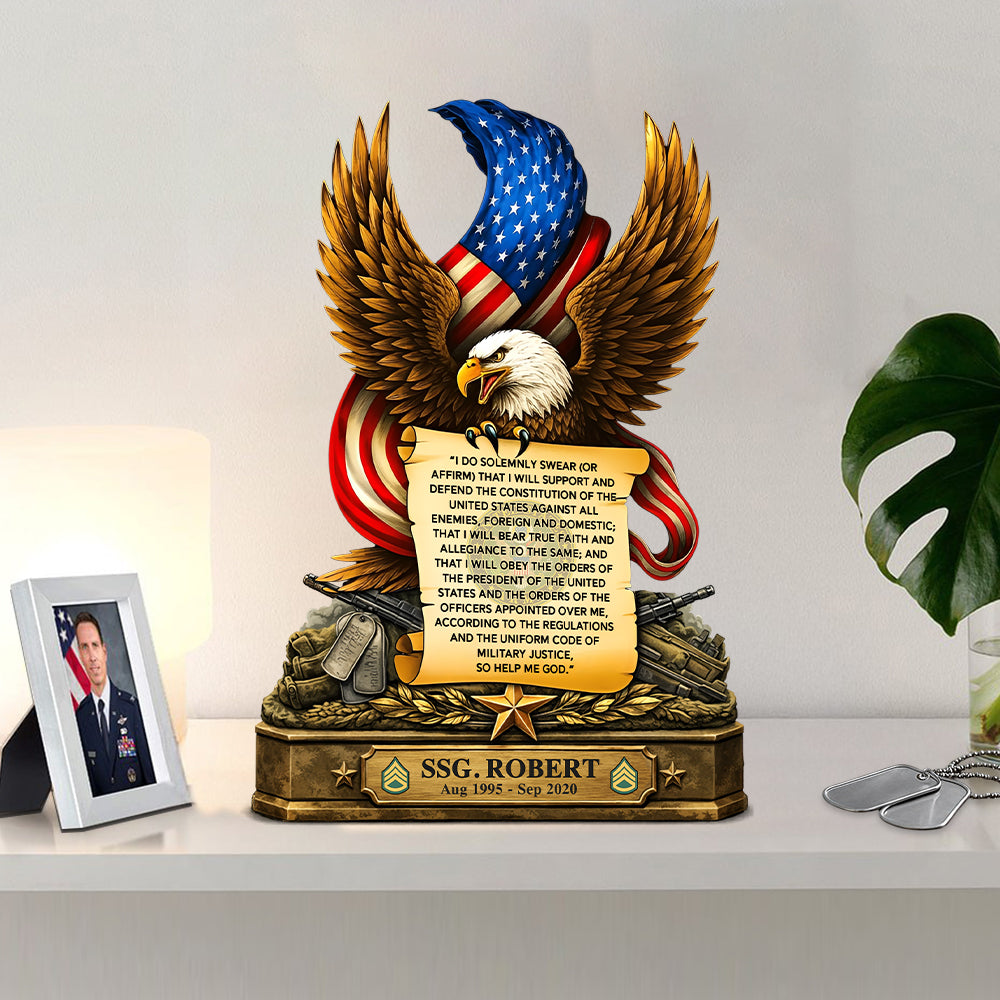 Oath Of Enlistment Personalized Acrylic Block Plaque Veteran Custom All Military Branches Acrylic Plaque, Gift For Veterans K1702 Trhn