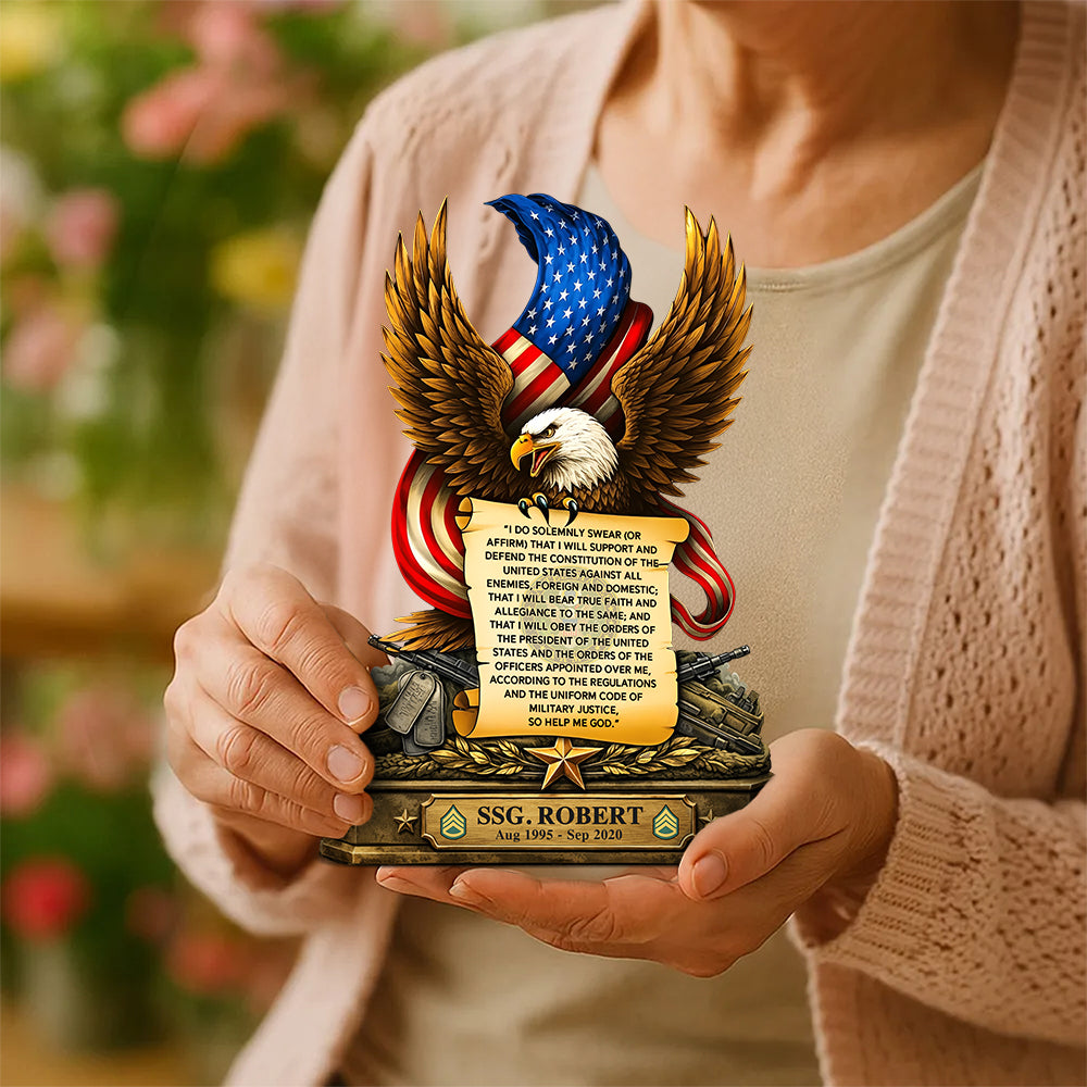 Oath Of Enlistment Personalized Acrylic Block Plaque Veteran Custom All Military Branches Acrylic Plaque, Gift For Veterans K1702 Trhn