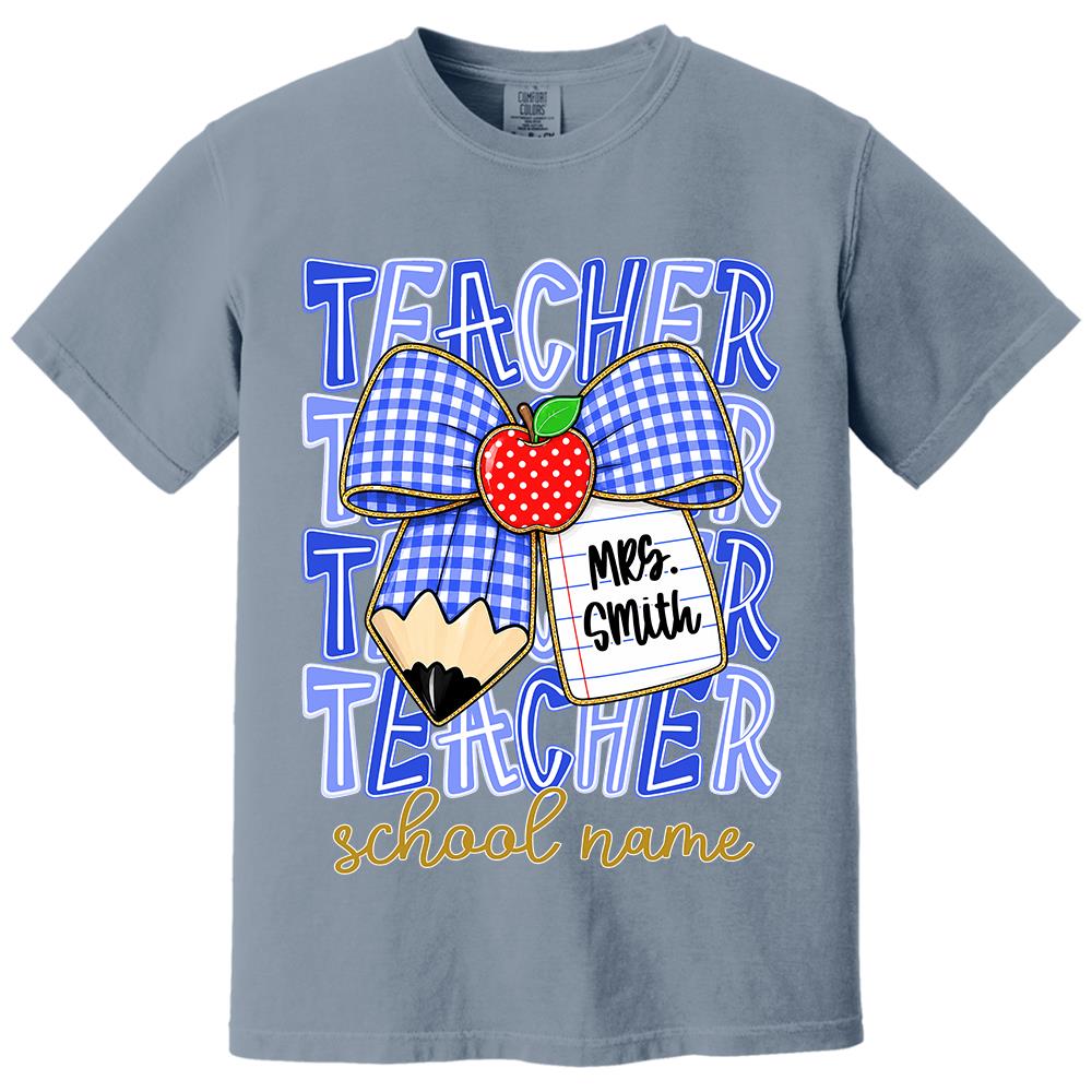 Personalized Coquette Bow Teacher Para Librarian Counselor Appreciation Back to School, Custom Job Title Teacher Name, Gifts For Teacher MI209 Hv01