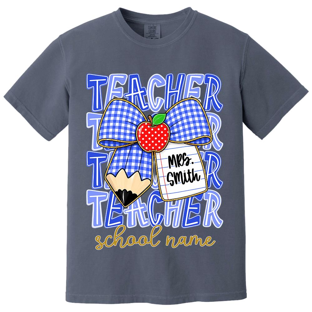 Personalized Coquette Bow Teacher Para Librarian Counselor Appreciation Back to School, Custom Job Title Teacher Name, Gifts For Teacher MI209 Hv01