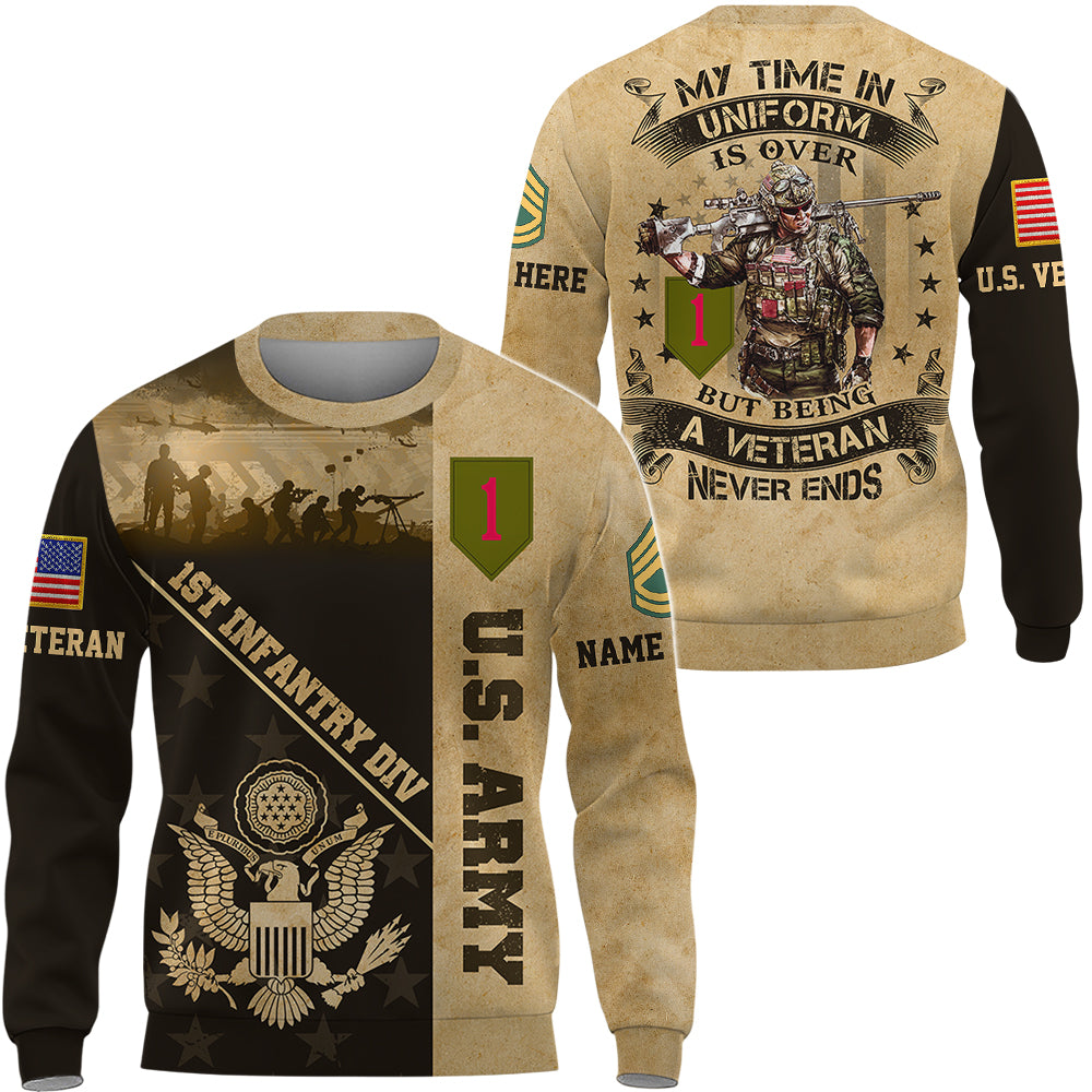 Personalized All Over Print Shirt  My Time In Uniform May Be Over But My Watch Never Ends Gift For Veteran K1702 Trhn