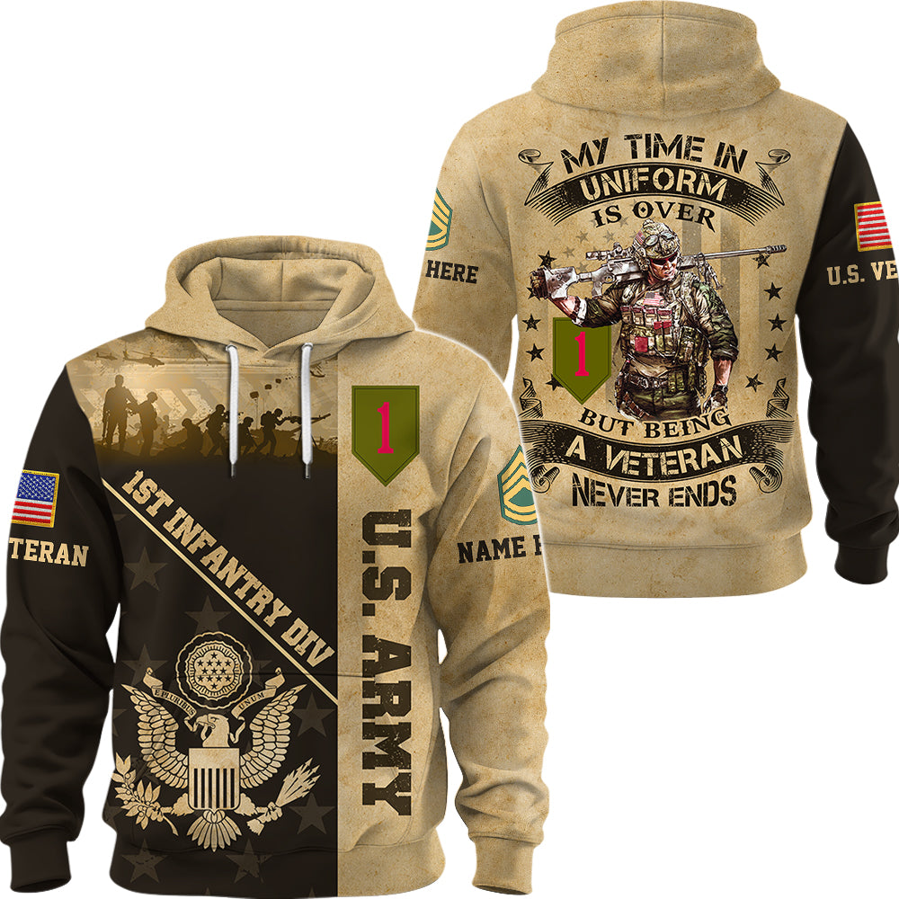 Personalized All Over Print Shirt  My Time In Uniform May Be Over But My Watch Never Ends Gift For Veteran K1702 Trhn