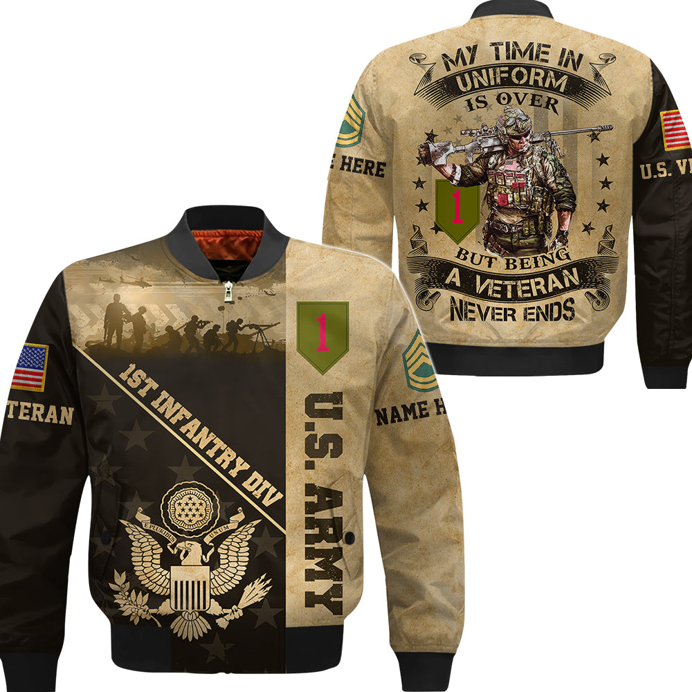 Personalized All Over Print Shirt  My Time In Uniform May Be Over But My Watch Never Ends Gift For Veteran K1702 Trhn