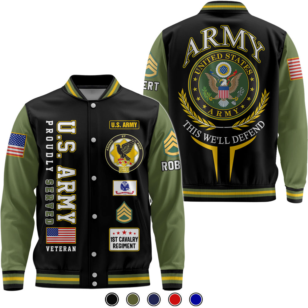 Customized U.S Veteran Proudly Served Baseball Jackets Available All Military Branch Gift For Veterans K1702 Trhn