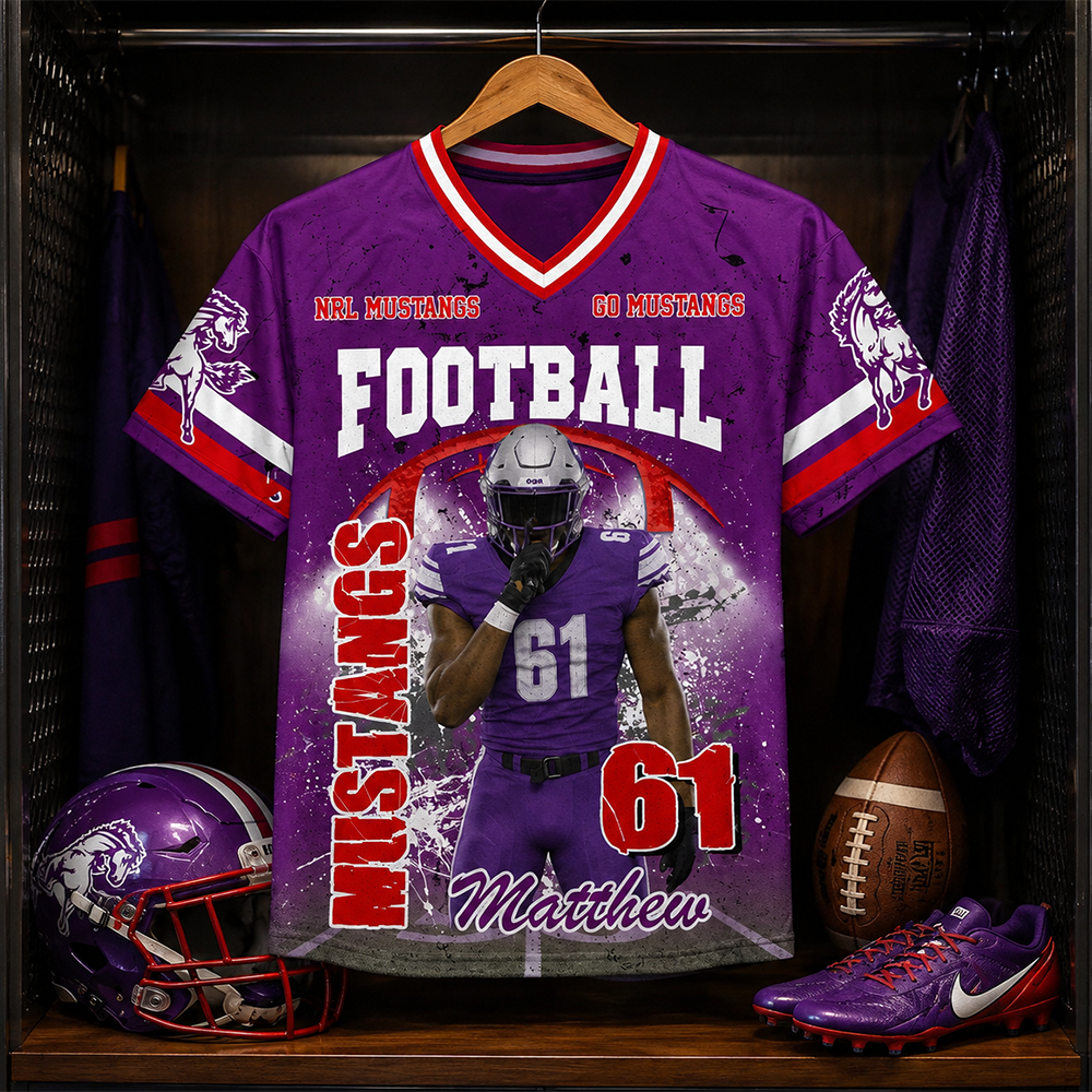Custom Football Mom Jersey with Photo & Player Number – Personalized Game Day Shirt Hv01