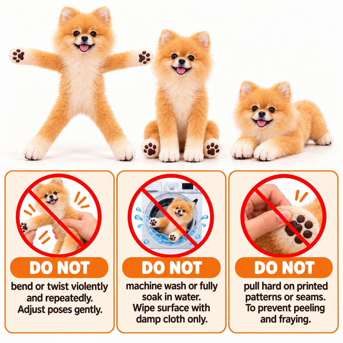Personalized Pomeranian Photo Pet Squishy Toy Poseable Plush Doll, Funny Gift For Dog Mom, Dad, Pet Lover T1807 T24 TL06
