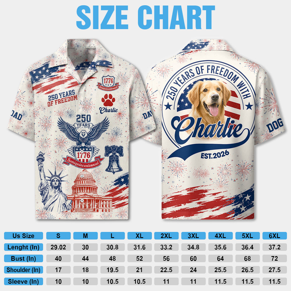 Personalized 250 Years Of Freedom With Dog Hawaiian Shirt Patriotic American Flag Shirts Gift For Dog Lovers T1807 Hv01
